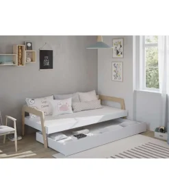 Cama nido juvenil ADAMO acabado blanco/cera blanca, 59.5cm(alto) 210cm(ancho) 96cm(fondo)
