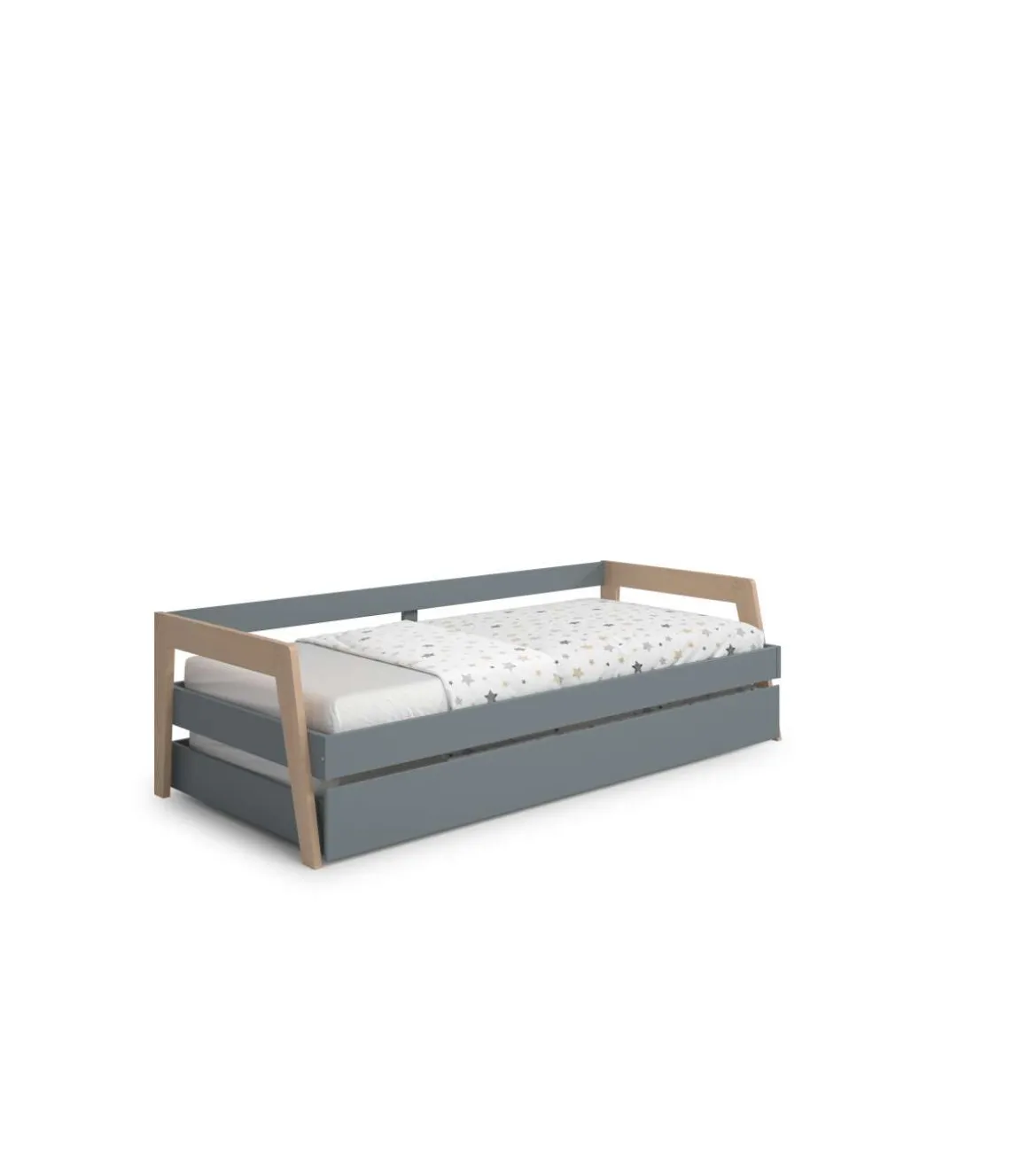 Cama nido juvenil ADAMO acabado verde kaki/cera blanca, 59.5cm(alto) 210cm(ancho) 96cm(fondo)