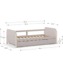 Cama nido juvenil Emma acabado crema/cera blanca, 68cm(alto) 198.5cm(ancho) 105cm(fondo)