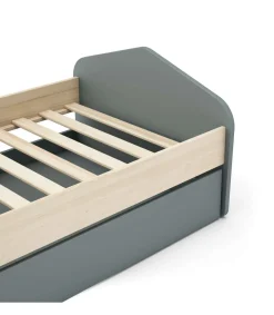 Cama nido juvenil Estela acabado verde kaki/cera blanca, 65cm(alto) 100cm(ancho) 205.4cm(fondo)