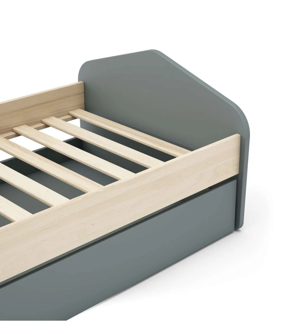 Cama nido juvenil Estela acabado verde kaki/cera blanca, 65cm(alto) 100cm(ancho) 205.4cm(fondo)