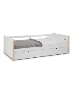 Cama nido juvenil Tiana con somier acabado blanco/natural 62 cm(alto) 200 cm(ancho) 98.5 cm(fondo)