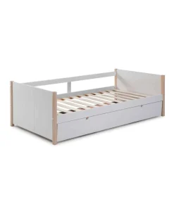 Cama nido juvenil Tiana con somier acabado blanco/natural 62 cm(alto) 200 cm(ancho) 98.5 cm(fondo)
