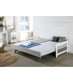 Cama nido modelo Amor para dormitorio juvenil acabado en tonos grises-blanco, 105 cm (Ancho) 198cm (Fondo) 62 cm (Alto