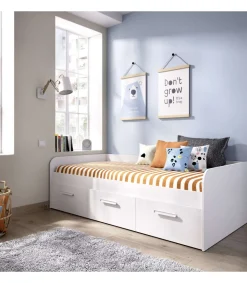 Cama Nido Tir 3 cajones Blanco, 60cm(alto) 194.3cm(ancho) 97cm(largo)