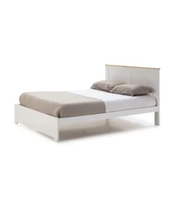 Cama para dormitorio matrimonio Anika acabado blanco. Para colchón 140x190 cm.