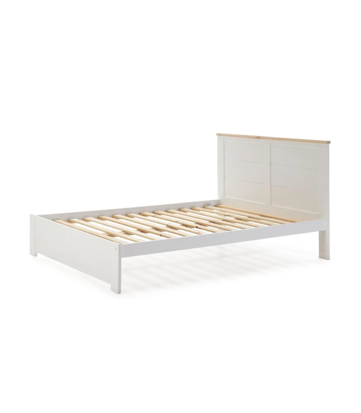 Cama para dormitorio matrimonio Anika acabado blanco. Para colchón 140x190 cm.