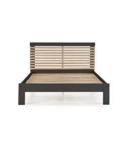 Cama para dormitorio matrimonio Xana acabado antracita/roble. Para colchón 140x190 cm.