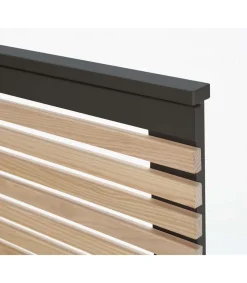 Cama para dormitorio matrimonio Xana acabado antracita/roble. Para colchón 140x190 cm.