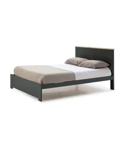 Cama para dormitorio matrimonio Anika acabado gris antracita. Para colchón 160x200 cm.