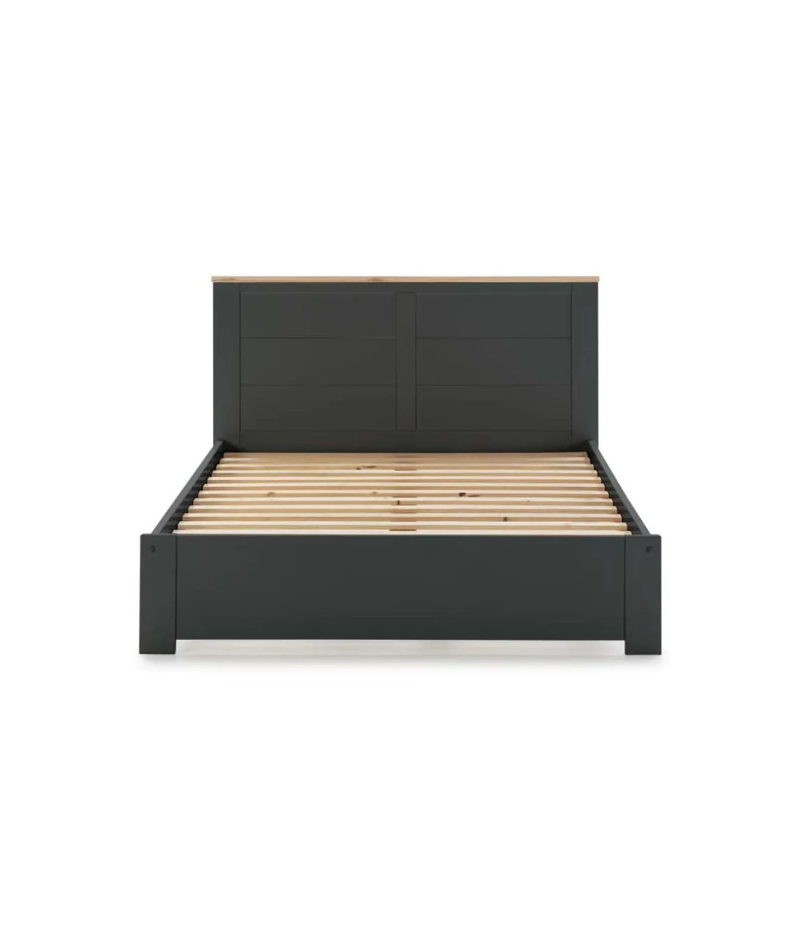 Cama para dormitorio matrimonio Anika acabado gris antracita. Para colchón 160x200 cm.