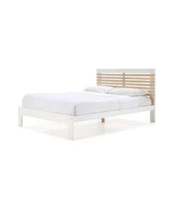 Cama para dormitorio matrimonio Xana acabado blanco. Para colchón 140x190 cm.