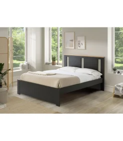 Cama para matrimonio modelo Elara con somier acabado gris antracita. Para colchón de 140x190 cm