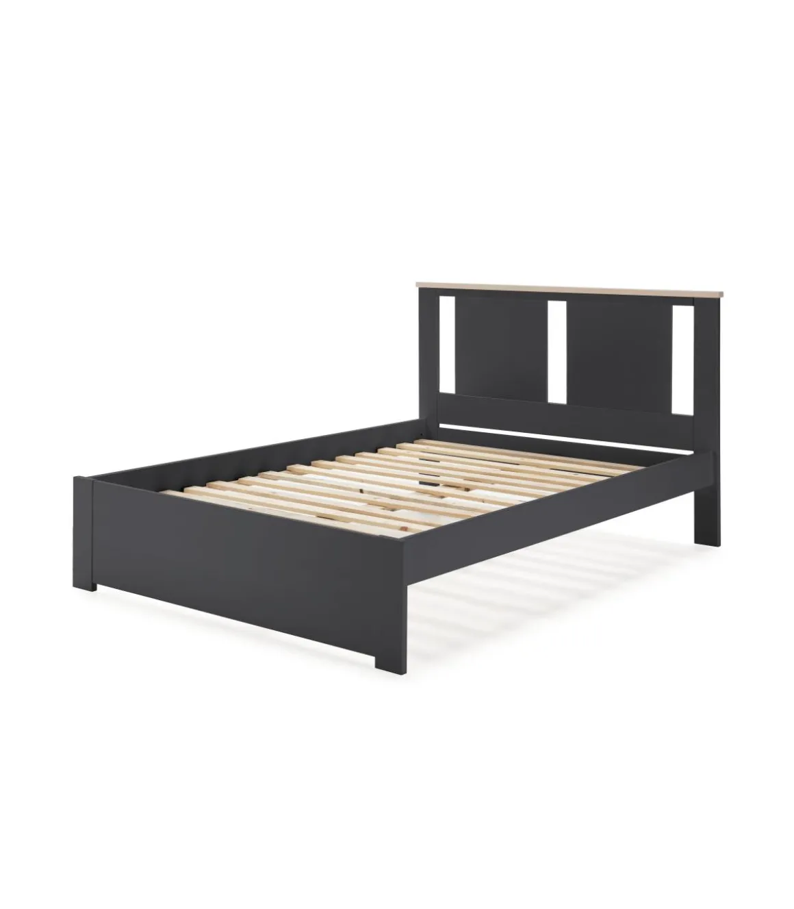 Cama para matrimonio modelo Elara con somier acabado gris antracita. Para colchón de 140x190 cm