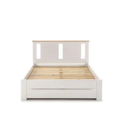 Cama para matrimonio modelo Elara con somier acabado blanco. Para colchón de 140x190 cm