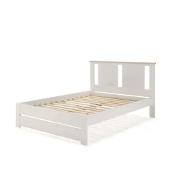 Cama para matrimonio modelo Elara con somier acabado blanco. Para colchón de 140x190 cm