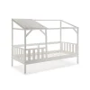 Cama tipo cabaña modelo Aire acabado blanco con tonos grises, 210cm(largo) 99.1cm(ancho) 161.9cm(alto).