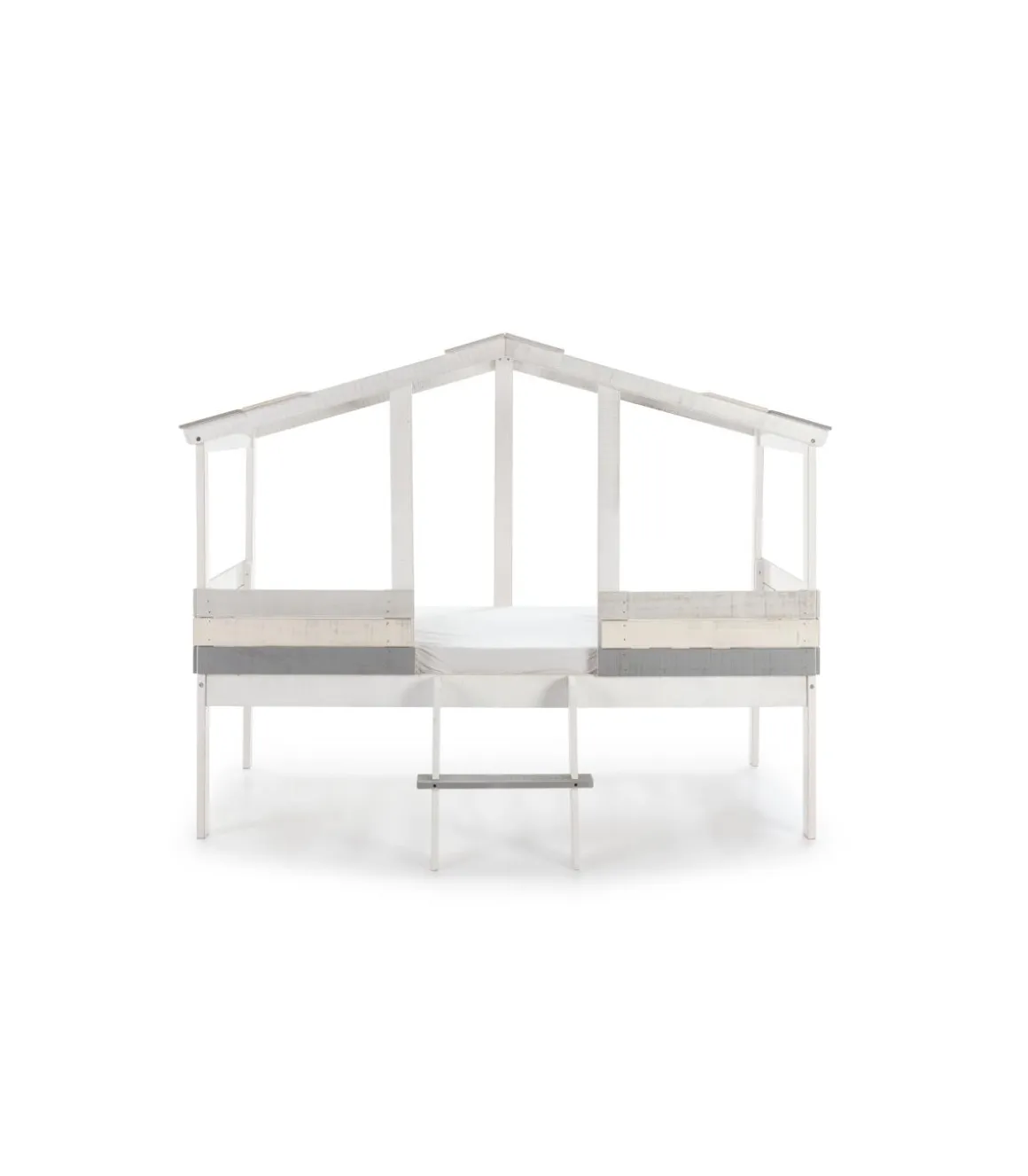 Cama tipo cabaña modelo Unai acabado gris, 206cm(largo) 165cm(ancho) 131cm(alto).