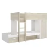 Cama tren Zeus montaje reversible en alistonado natural-blanco, 150 cm(alto)255 cm(ancho)111 cm(largo)