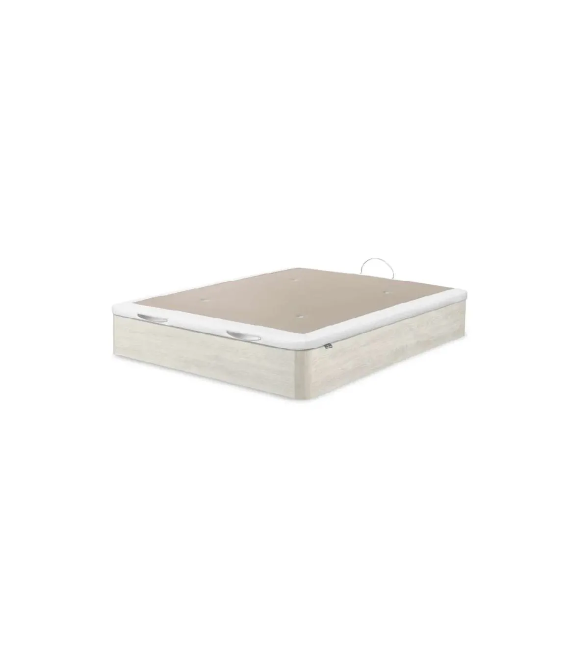 Canape abatible Line de Sonpura madera acabado blanco artico tapa tapizada de 160x190cm.