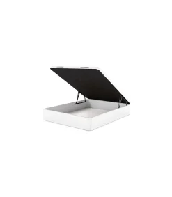 Canape abatible Line de Sonpura madera acabado blanco tapa tapizada de 135x190cm..