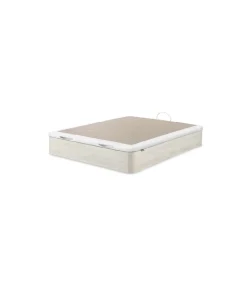 Canape abatible Line de Sonpura madera acabado blanco artico tapa tapizada de 150x190cm.