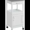 Carro cocina 1 puerta y 1 cajón acabado color blanco/gris, 76 cm(alto)67 cm(ancho)37 cm(largo)