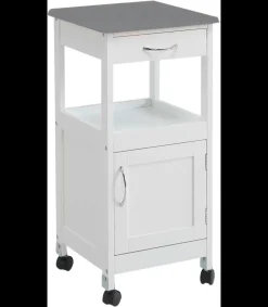 Carro cocina 1 puerta y 1 cajón acabado color blanco/gris, 76 cm(alto)67 cm(ancho)37 cm(largo)