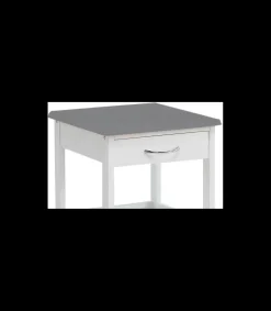 Carro cocina 1 puerta y 1 cajón acabado color blanco/gris, 76 cm(alto)67 cm(ancho)37 cm(largo)