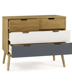 Cómoda 4 cajones Cupido acabado madera de pino, 100 x 40 x 82 (largo x ancho x alto)