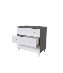 Cómoda 3 cajones Luna acabado gris parís/blanco. 78.6cm(alto), 80cm(ancho), 48cm(fondo)