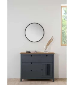 Cómoda 4 cajones 1 puerta acabado gris modelo Luna, 100 cm(ancho) 80 cm(alto) 40 cm (fondo)