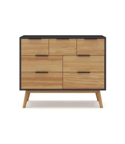 Cómoda para dormitorio modelo Julen 7 cajones acabado cera/bocamina, 120cm(ancho) 83cm(alto) 40cm (largo)