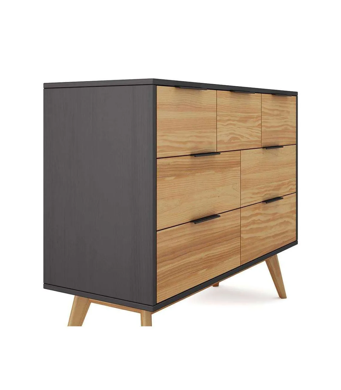 Cómoda para dormitorio modelo Julen 7 cajones acabado cera/bocamina, 120cm(ancho) 83cm(alto) 40cm (largo)