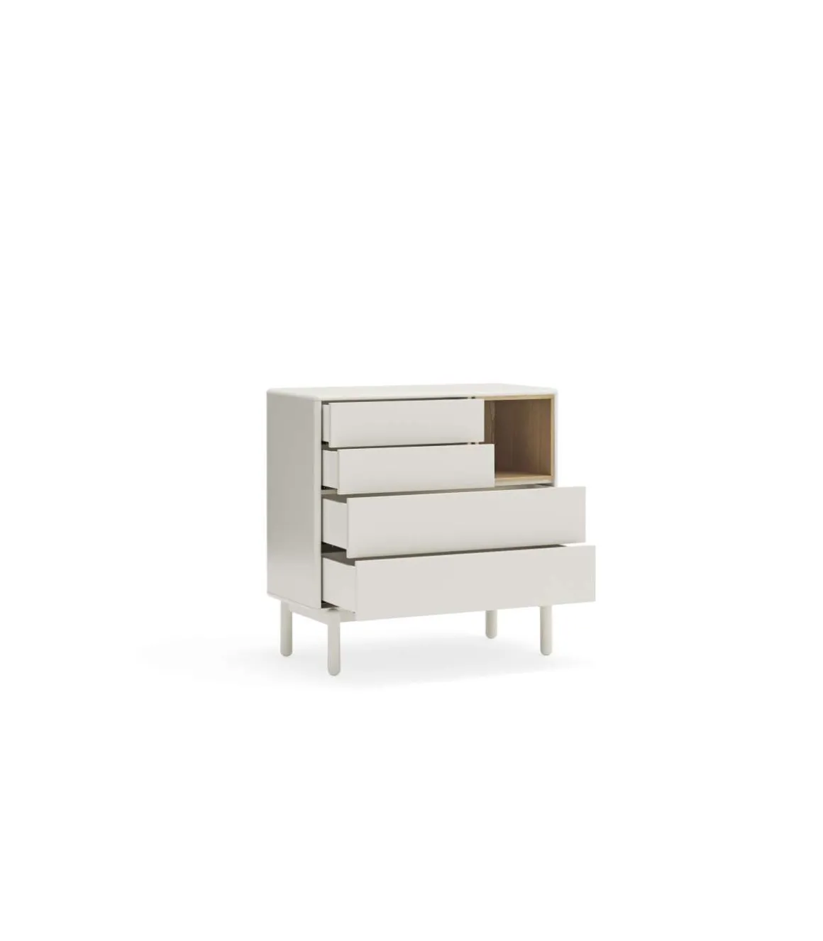 Cómoda para dormitorio modelo Corvo 1 hueco 4 cajones acabado crema, 40cm(ancho) 90cm(alto) 90cm (largo)
