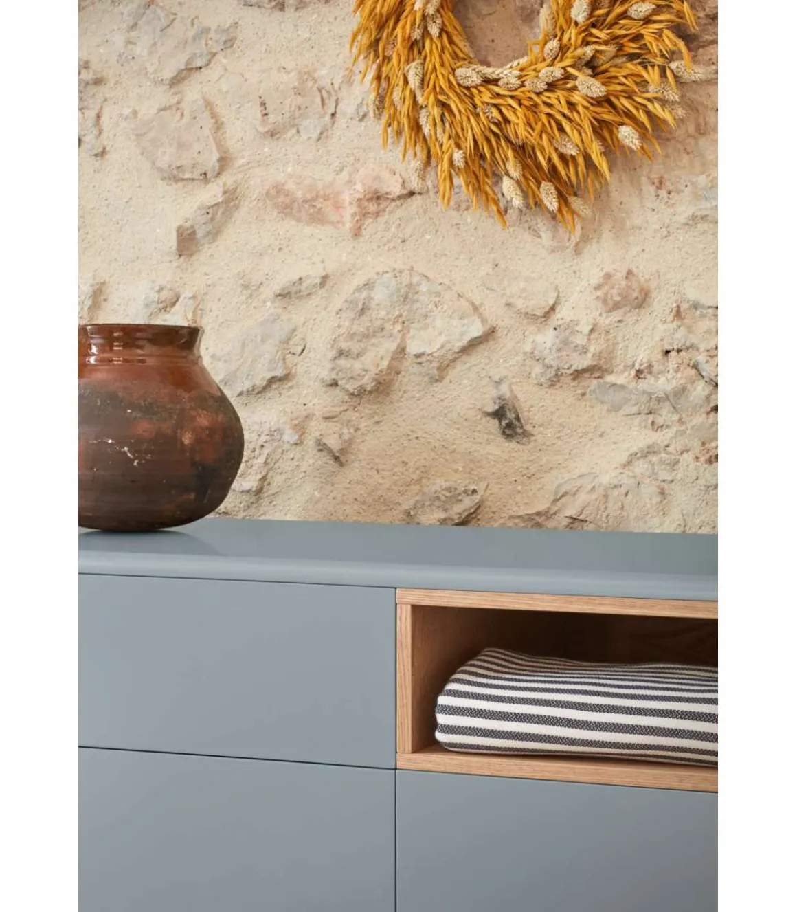 Cómoda para dormitorio modelo Corvo 1 hueco 7 cajones acabado gris perla, 40cm(ancho) 90cm(alto) 120cm (largo)