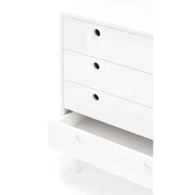 Cómoda para dormitorio modelo Punto 1 puerta 4 cajones acabado blanco, 45cm(ancho) 80cm(alto) 97cm(largo)