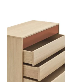 Cómoda para dormitorio modelo Yoko 4 cajones acabado roble/teja, 45cm(ancho) 86cm(alto) 90cm (largo)
