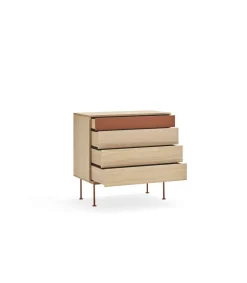 Cómoda para dormitorio modelo Yoko 4 cajones acabado roble/teja, 45cm(ancho) 86cm(alto) 90cm (largo)
