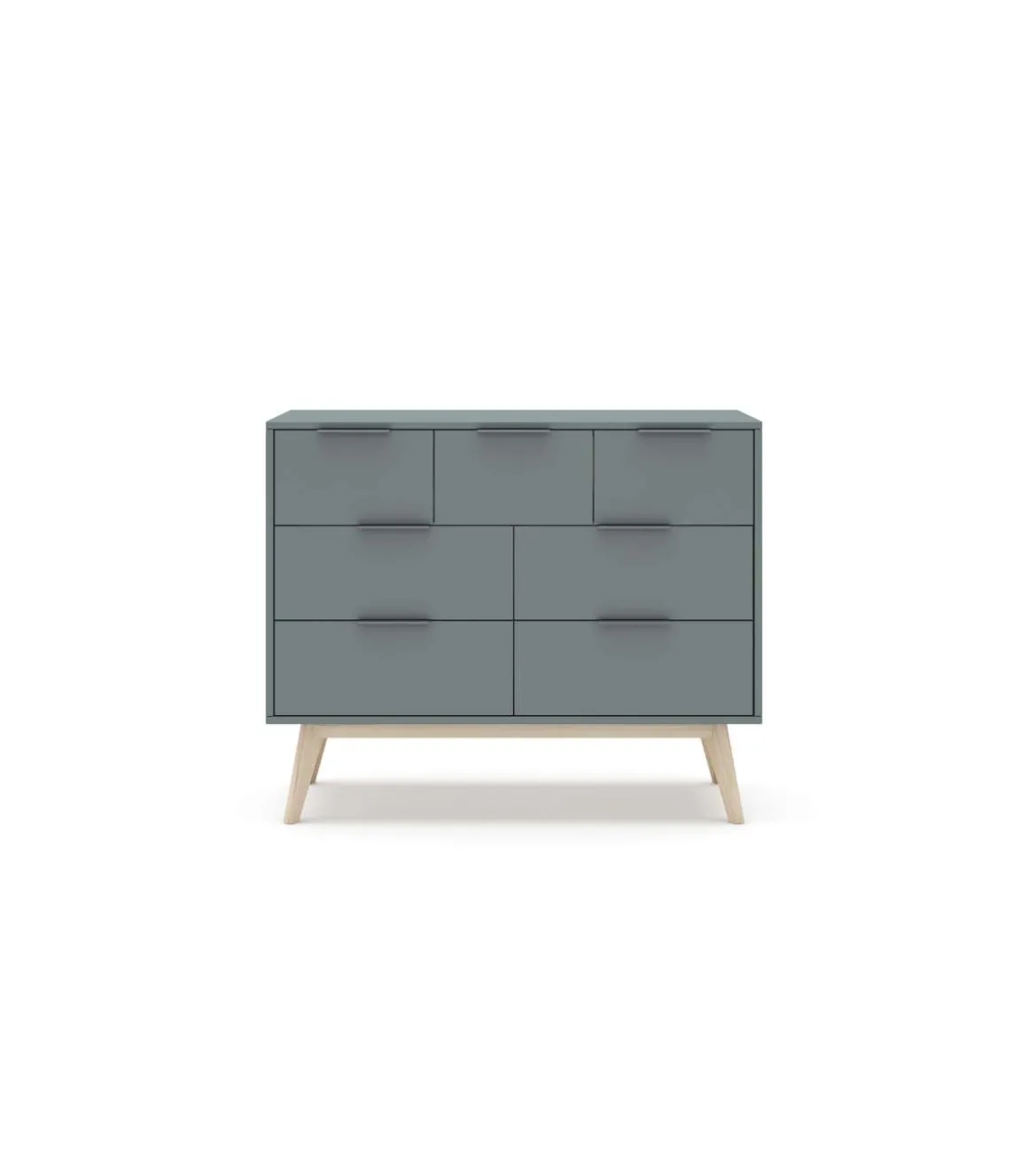 Cómoda para dormitorio modelo Nicolás 4 + 3 cajones acabado verde kaki/cera blanca, 120cm(ancho) 83cm(alto) 40cm (fondo).