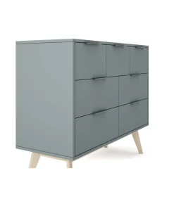 Cómoda para dormitorio modelo Nicolás 4 + 3 cajones acabado verde kaki/cera blanca, 120cm(ancho) 83cm(alto) 40cm (fondo).