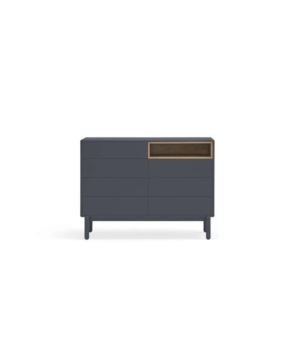 Cómoda para dormitorio modelo Corvo 1 hueco 7 cajones acabado gris antracita, 40cm(ancho) 90cm(alto) 120cm (largo)