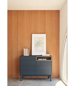 Cómoda para dormitorio modelo Corvo 1 hueco 7 cajones acabado gris antracita, 40cm(ancho) 90cm(alto) 120cm (largo)
