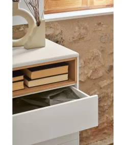 Cómoda para dormitorio modelo Corvo 1 hueco 7 cajones acabado crema, 40cm(ancho) 90cm(alto) 120cm (largo)