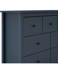 Cómoda para dormitorio modelo Miguel 4+ 3 cajones acabado azul, 110cm(ancho) 80cm(alto) 40cm(fondo).