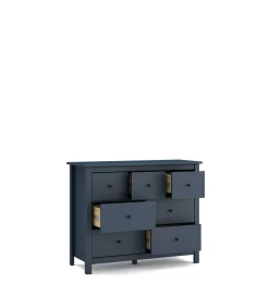 Cómoda para dormitorio modelo Miguel 4+ 3 cajones acabado azul, 110cm(ancho) 80cm(alto) 40cm(fondo).