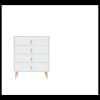 Cómoda Tiano con 4 cajones en blanco. 94cm(alto) 80cm(ancho) 39.5cm(fondo)