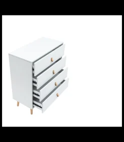 Cómoda Tiano con 4 cajones en blanco. 94cm(alto) 80cm(ancho) 39.5cm(fondo)