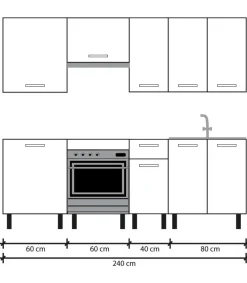 Cocina completa con encimera y con zocalo 240 cm(ancho) color roble-blanco KIT-KIT