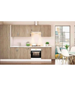 Cocina completa con zocalo y encimera 3 metros(ancho) color roble cortez, KIT-KIT